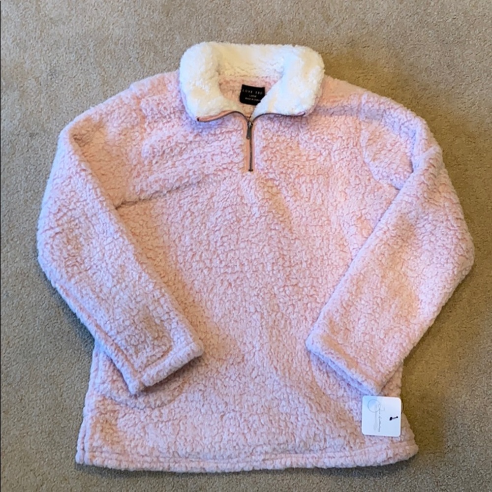 Pink Quarter Zip Sherpa